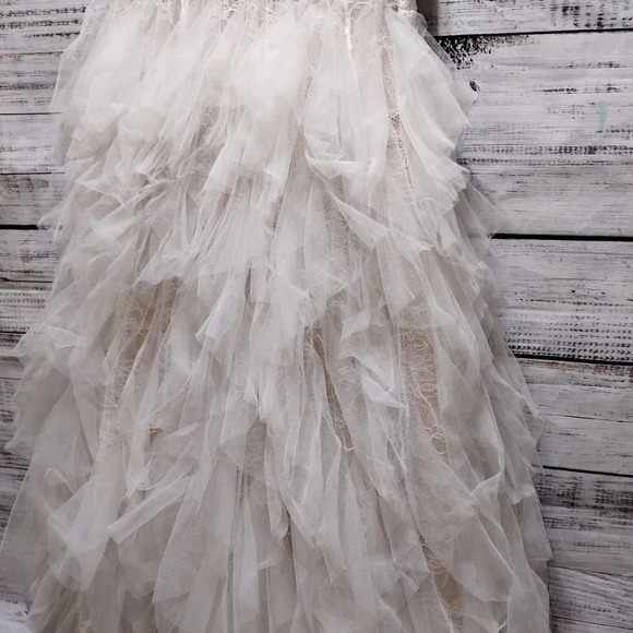 Jovani Prom‎ Wedding Dress White Nude size 0 One Shoulder Sheer Mermaid - Picture 9 of 16